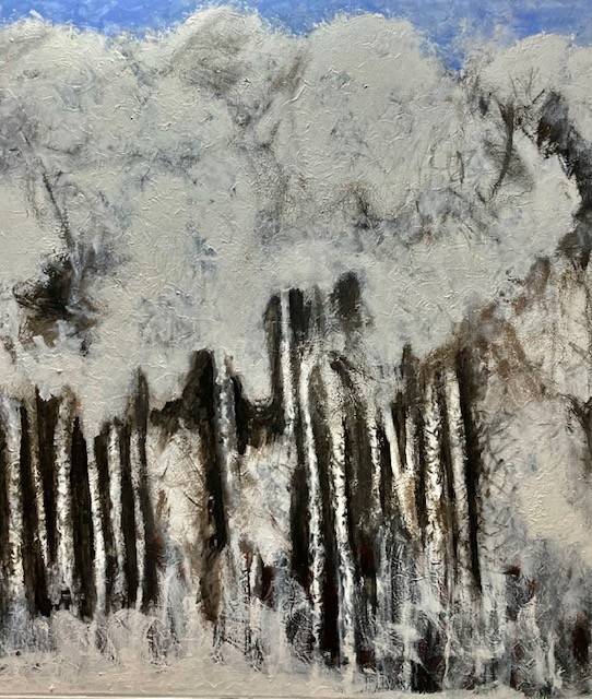 Markku Uiton akryylimaalaus näyttelyyn Väri kantaa kylmän yli